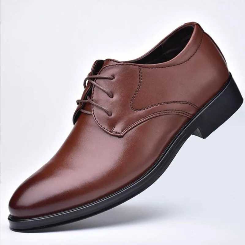 Mens shoes black leather formal shoes Oxford mens wedding party office business shoes mens Zapatos de Hombre Plus sizeXJ250319