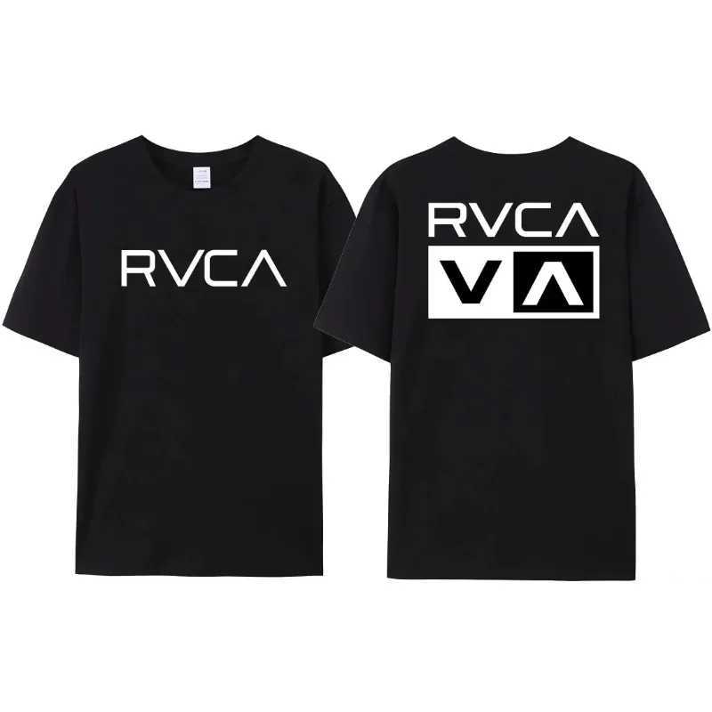 RVCA Mens Black T-shirt Womens Summer Cotton T-shirt Ultra fine Short Sleeve Fashion Design Brand T-shirt Top Street ClothingT250318