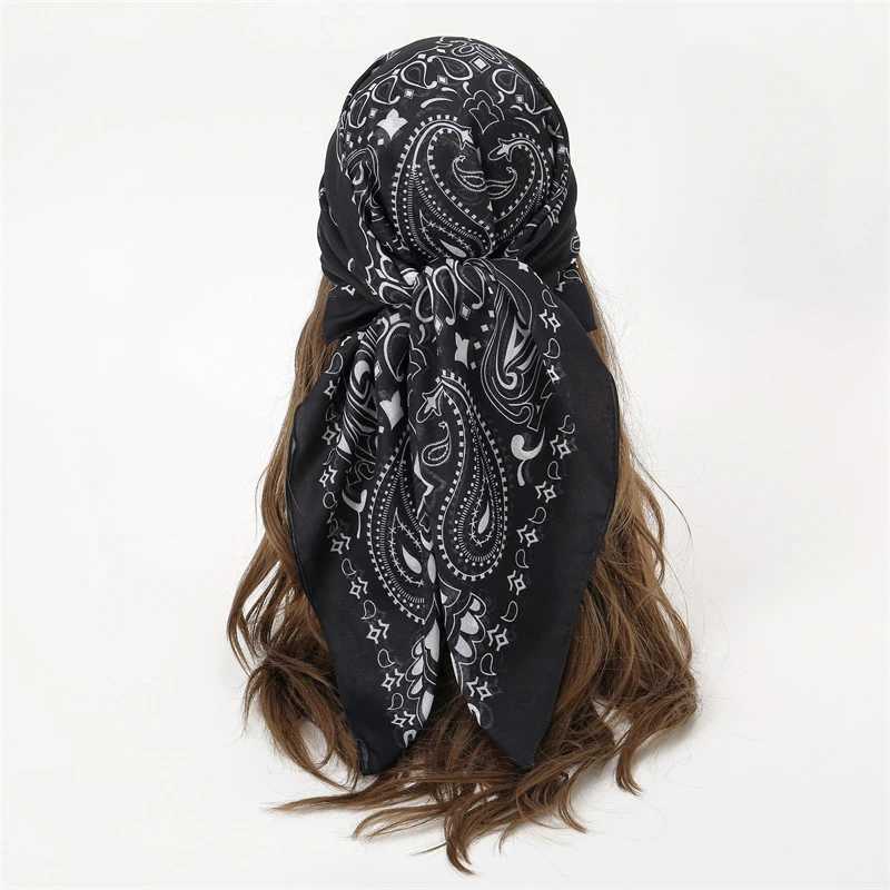 Silk scarf text 90 * 90cm square fashionable scarf printing design hair muffler with neck womens headscarf packaging tape X250319