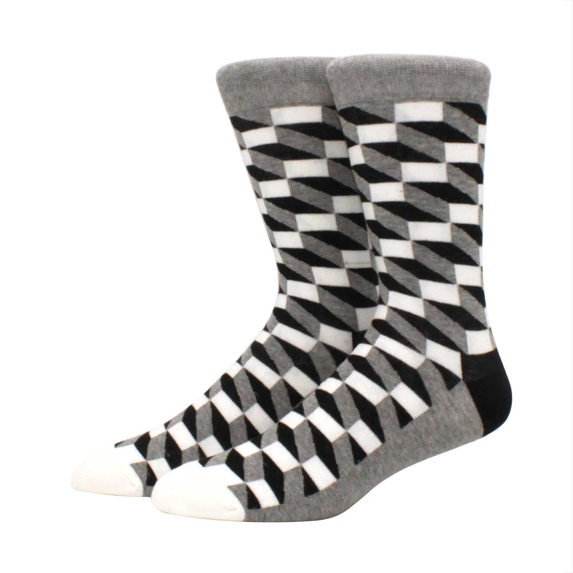 Classic hot selling mens casual gentleman socks high-quality color puzzle happy socks business party dresses mens cotton socks X250319