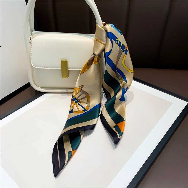 Wen 100% Mberry Real Silk Scarf 53cm Luxury Kerchief Spring Autumn Neckerchief Brand Chains Horse Design Handbag Decorate X250319