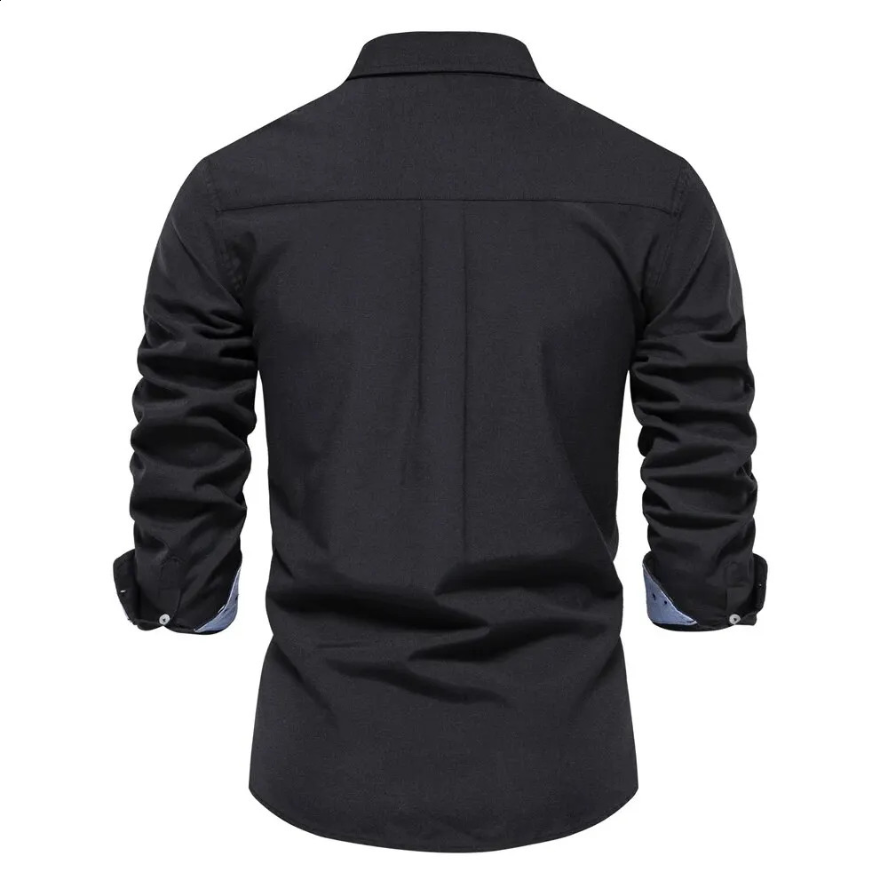 AIOPESON Spring Cotton Blended Mens Oxford Shirt Long Sleeve Button Casual 250317