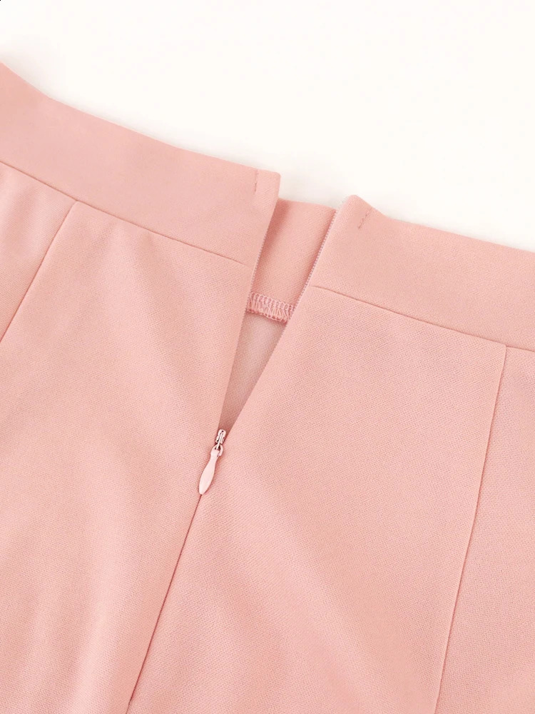 Women Mermaid Skirt High Waist Pink Trumpet Flare Fishtail Sheath Stylish Ruffles Elegant Party Event Elastic Classy Jupes Falad 250313