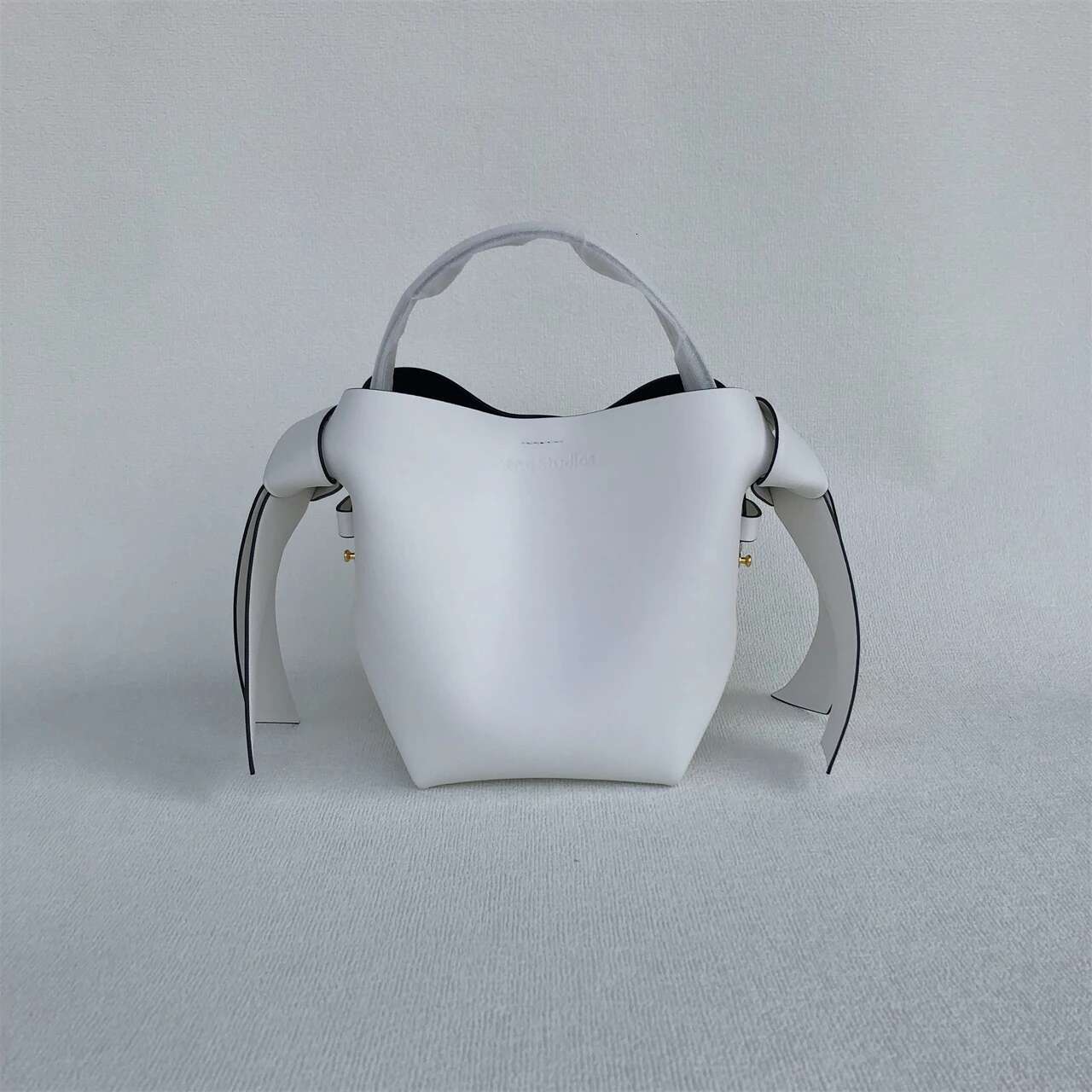 Acstudios Musubi Women's Genuine Leather Bow Commuter Simple Shoulder Crossbody Handbag Bucket Bag