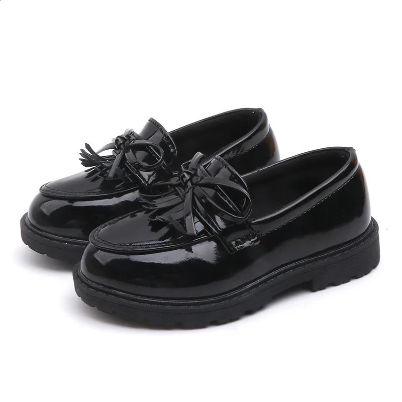 Girls Black Dress Leather Shoes Children Wedding Patent Kids School Oxford Flat Fashion Rubber A568 250319