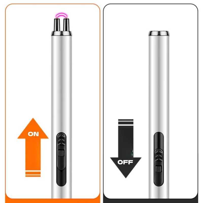 Electric Arc BBQ Lighter USB Rechargeable Lighters Windproof Flameless Plasma Ignition Long Gas Lighter Gas Stove Candle LighterC250318