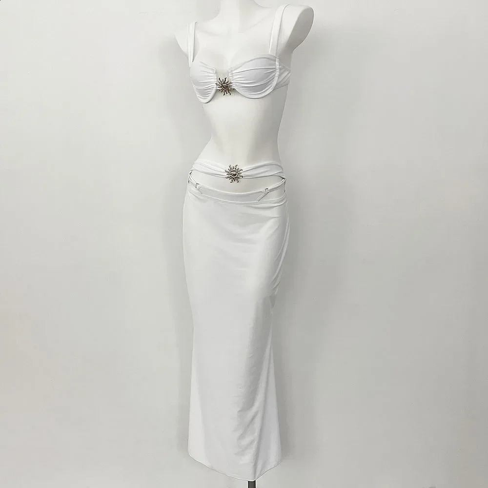 Swimsuit Women Swimwear Summer 3 Pics Set Bikini Long Skirt Female Bather Bathing Suit Beachwear Biquini 250311