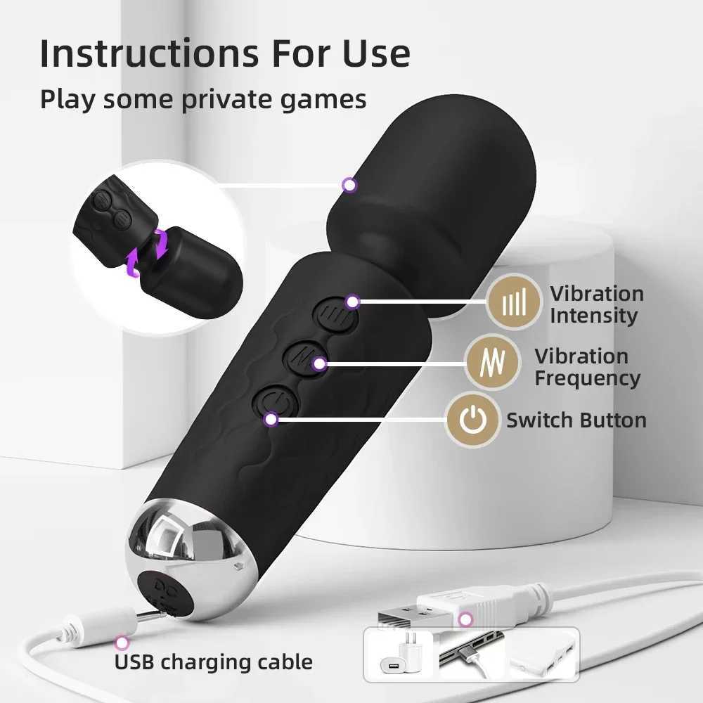 Powerful AV Vibrator for Women 20 Speeds Nipple G spot Clitoris Stimulator Magic Wand Dildo Female Masturbation Adult Sex Toy W250319
