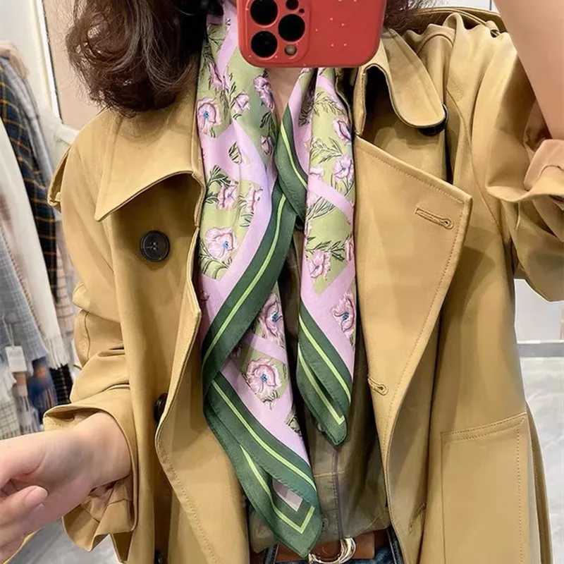 2023 Luxury Silk Skinny Scarf Bag Handle Ribbon Ladies little cat Print band Small Hair Scarves Band Fem handkerchief X250319