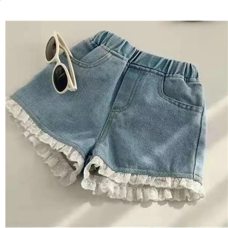 Summer Kid Girls A-line Shaped Denim Shorts Korean Fashion Pants Childrens Jeans 3-12Year Young Girls Shorts Jeans 250319