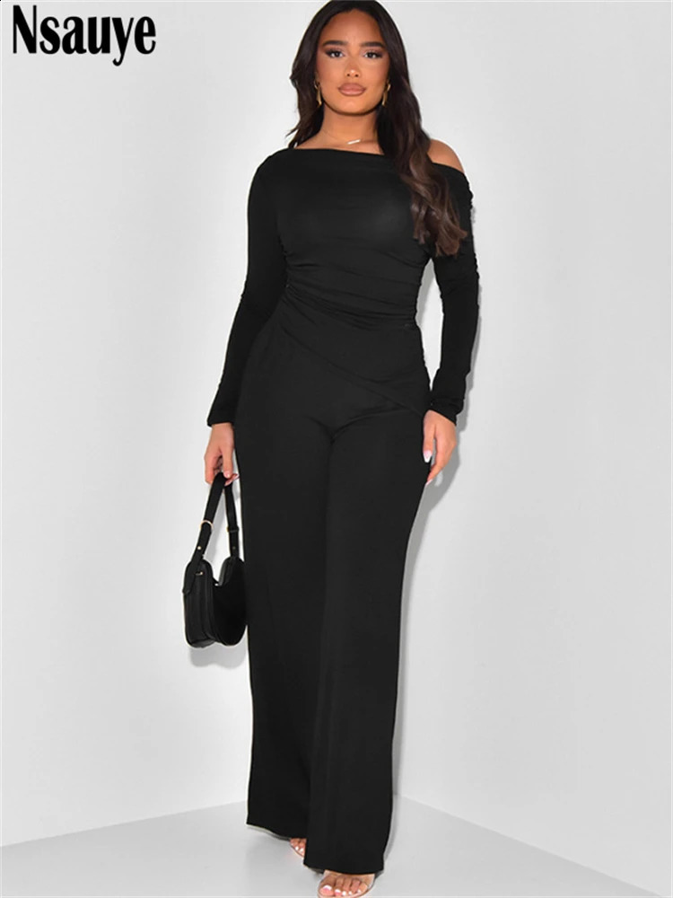 Nsauye Y2K Women Casual Autumn Tracksuit Long Pants Two Piece Set Ruched Streetwear Long Slevee Tops High Waisted Sexy Pants Set 250319