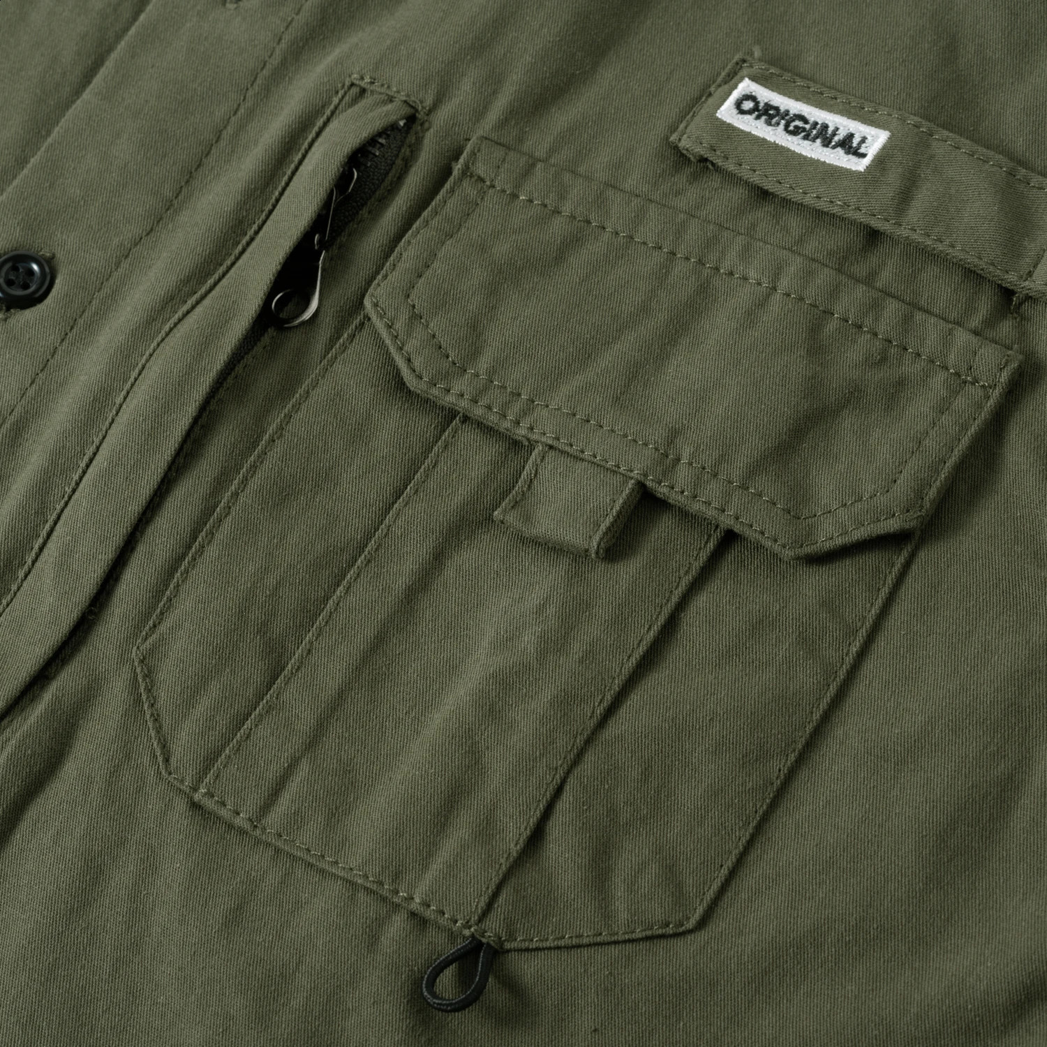 mens Safari long sleeved solid color casual rolled up sleeves button double pocket shirt 250317