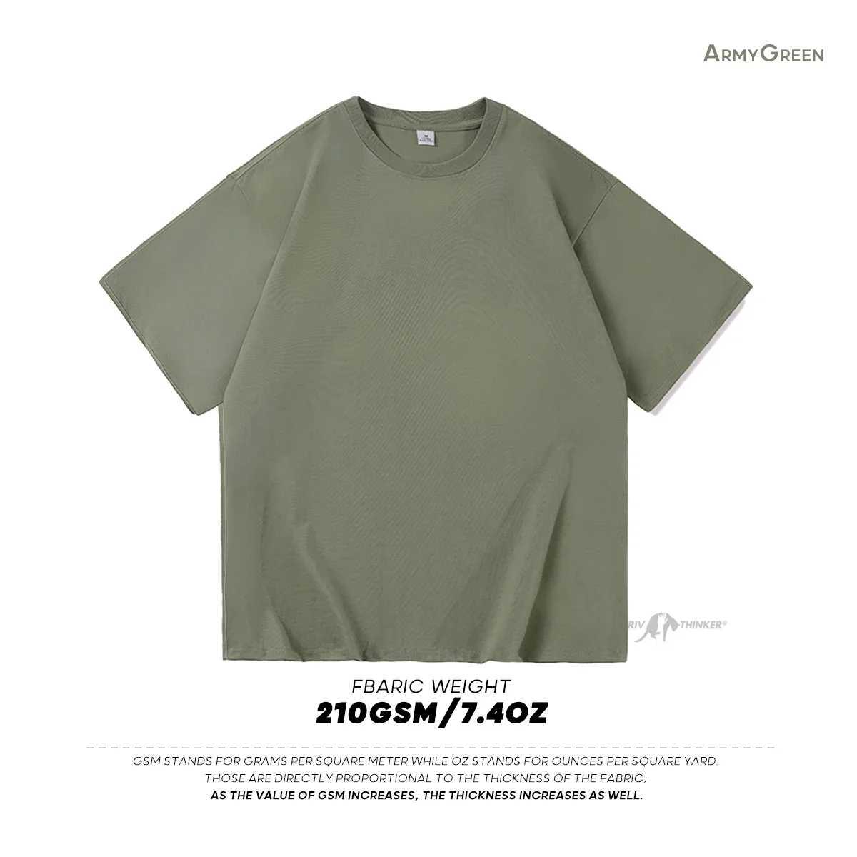 ExtFine 210GSM 100% cotton mens T-shirt 2023 oversized basic T-shirt off shoulder T-shirt streetwear top tee K2YT250318