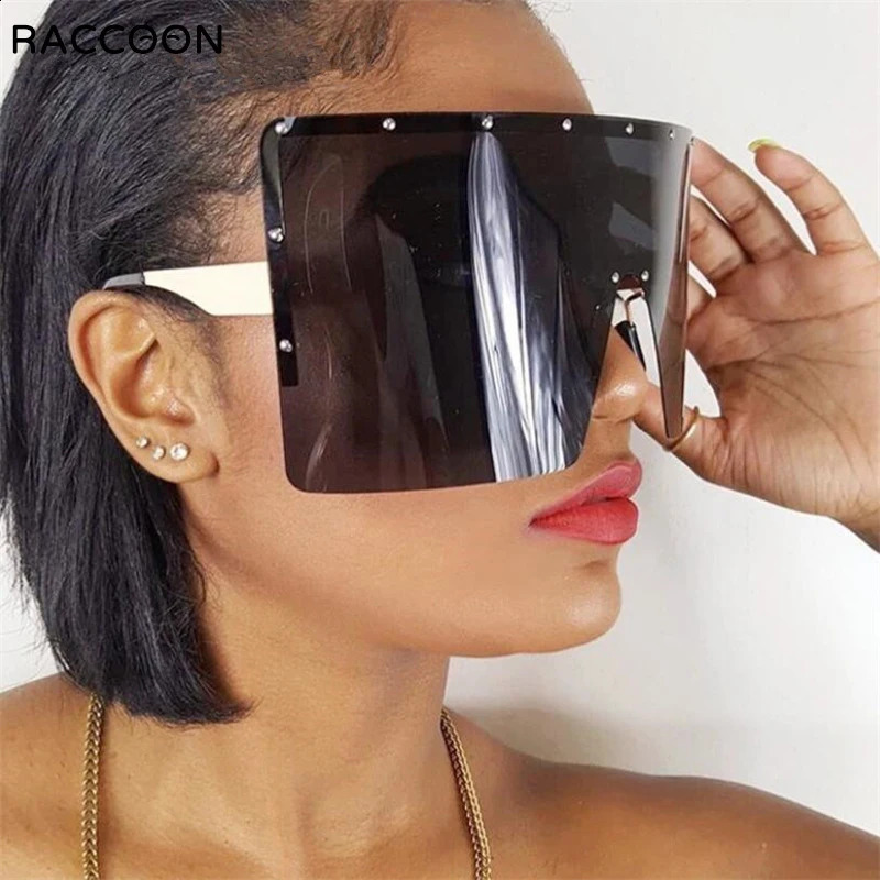 Boho Massive Sun Glasses Women Oversized Dark Colorful Large Diamond Sunglasses Vintage Big Frame Shield Windproof Eyewear 250318