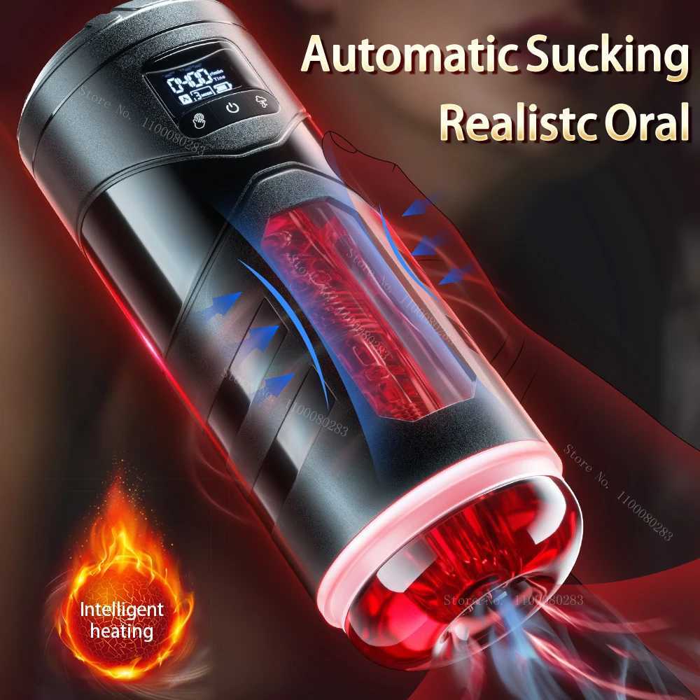 Automatic Heated Male Masturbator Cup Sucking Vibration Blowjob Masturbation Real Vagina Pocket Adults Sex Machines Toys For ManXJ250319