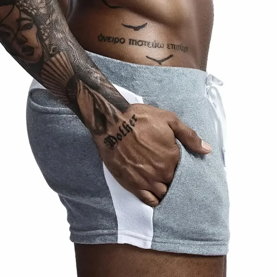 Seobean Mens Velvet Sweater Shorts Retro Boxer Gym Underwear Thick Pants Pocket Jogger 250319