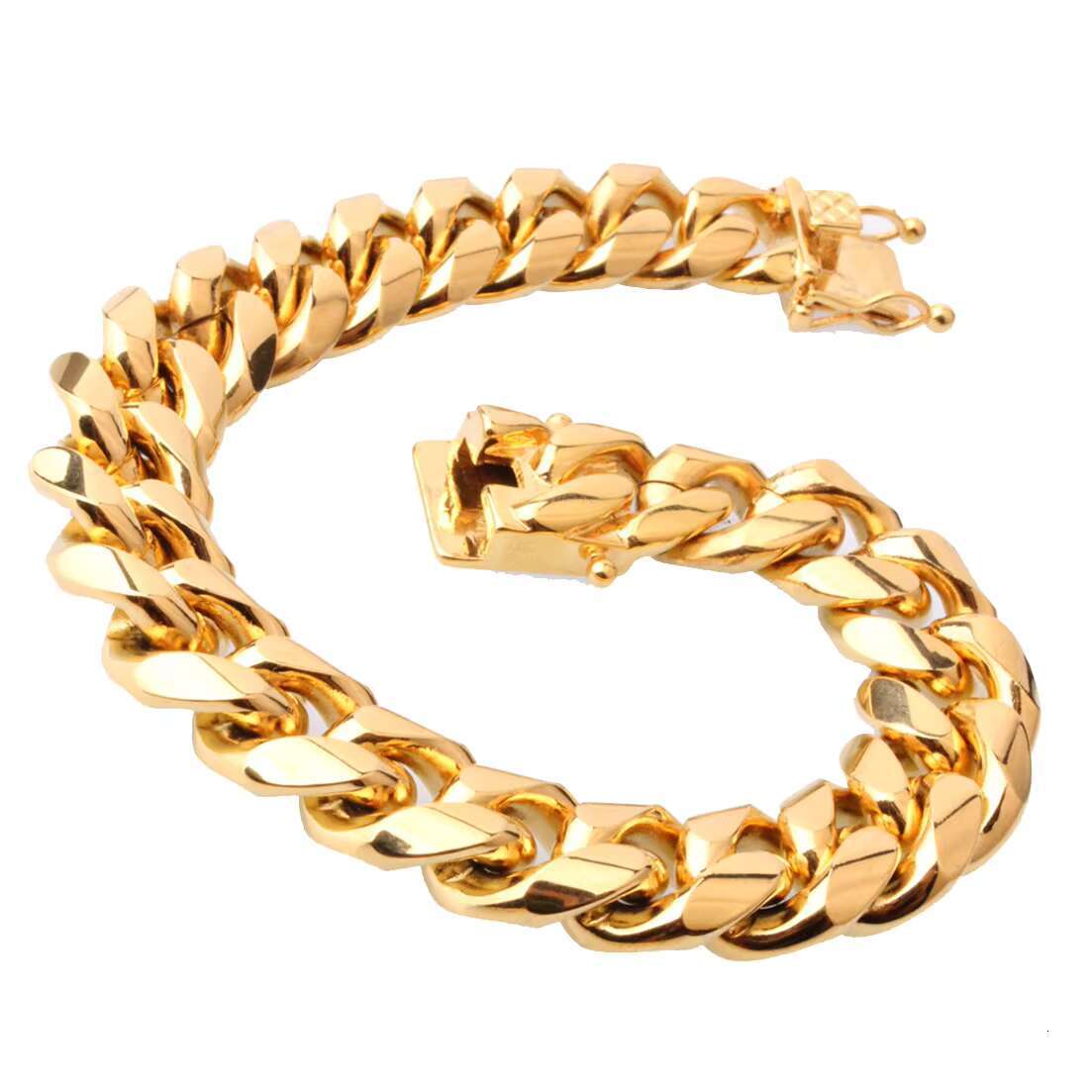 New design hot selg city hip hop jewelry men's 15mm thick stainless steel Cuban k chain bracelet