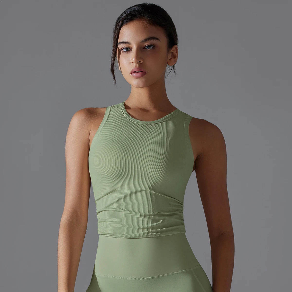 Soft womens yoga bra vest with chest cushion gym sports top running summer clothing set 250319
