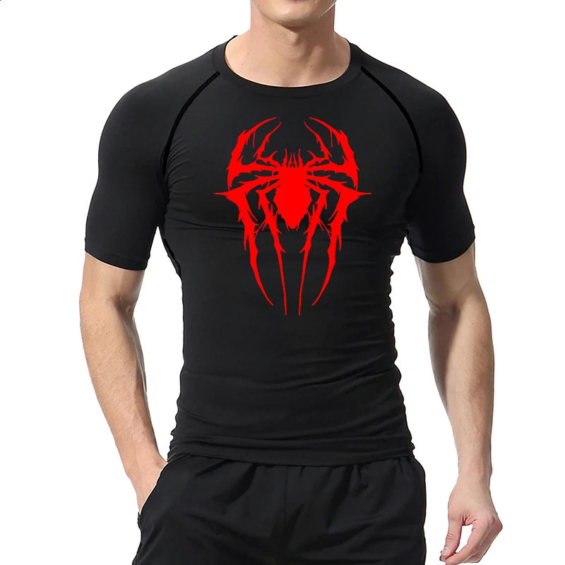 Spider Graphic Compression Shirts for Men Gym Workout Rash Guard Athletic Quick Dry Tshirts Tees Tops Undershirts Baselayers 250319