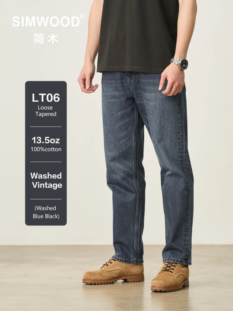2025 Srping loose tapered jeans mens 135oz washed retro denim pants plus size 250312