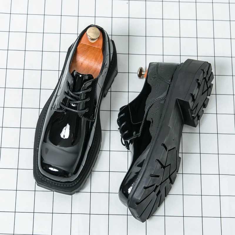 Mens Oxford Derby Thick soled Fi Business Mens Designer Casual Leather Shoes Official Loafers Set Shoes Square HeadXJ250319
