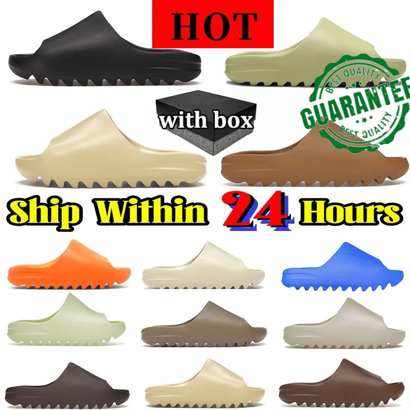 With box Designer slides slippers men women sliders sandal Onyx bone soot Earth brown Desert sand Core Resin flat summer womens beach sandals man slide slipper