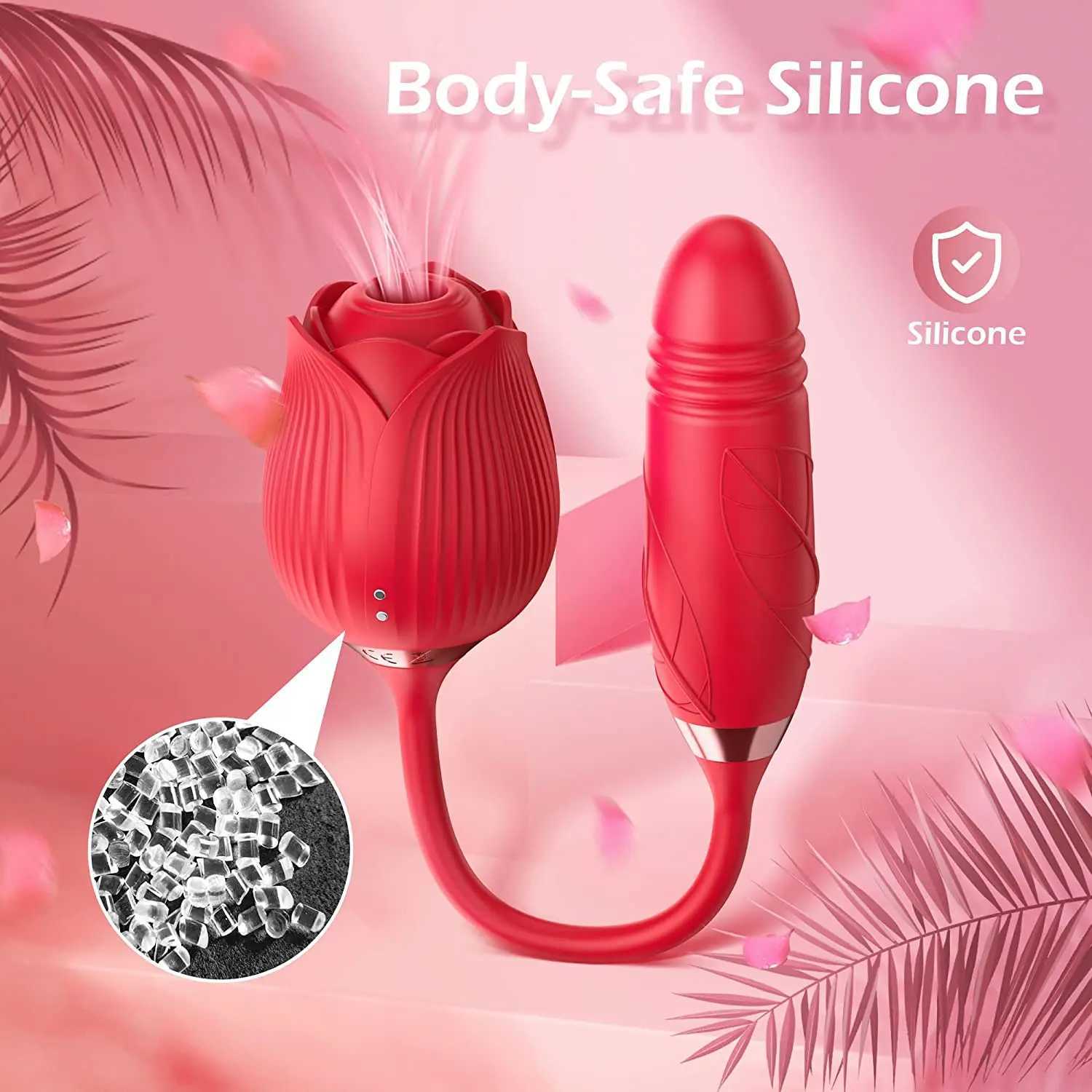 Rose-Sucking Vibrator for Women Clit Sucker Vagina G Spot Thrusting Vibrator Stimulator Female Masturbator Adult Sex Toy W250618