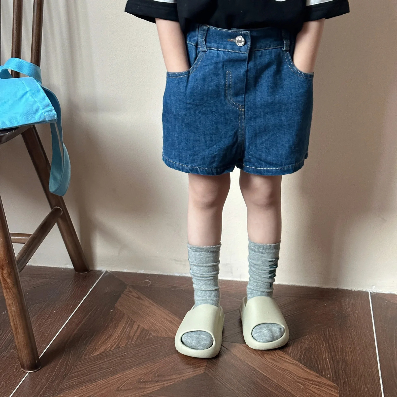 22005 Children Denim Pant Summer Baby Boys Tooling Denim Shorts Simple All Match Pants Kids Short 250319