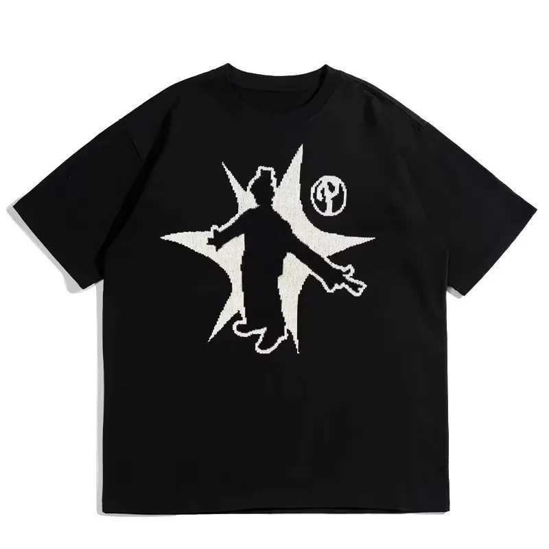 Super sized mens hip-hop T-shirt retro 90s streetwear anime Harajuku fashion short sleeved top Gothic casual T-shirtT250318