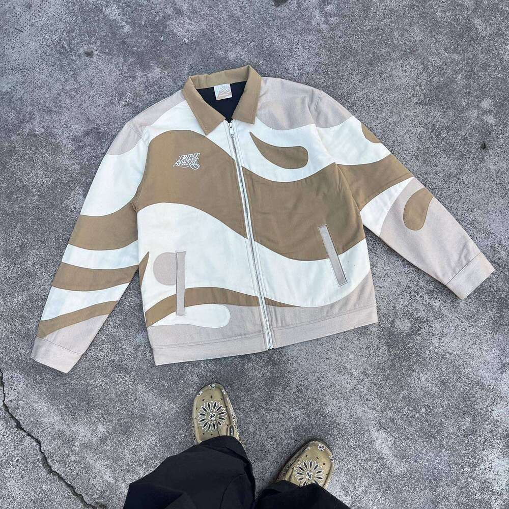 Fashion brand street splicing hoodie jacket, casual hip-hop zipper men's and women's top