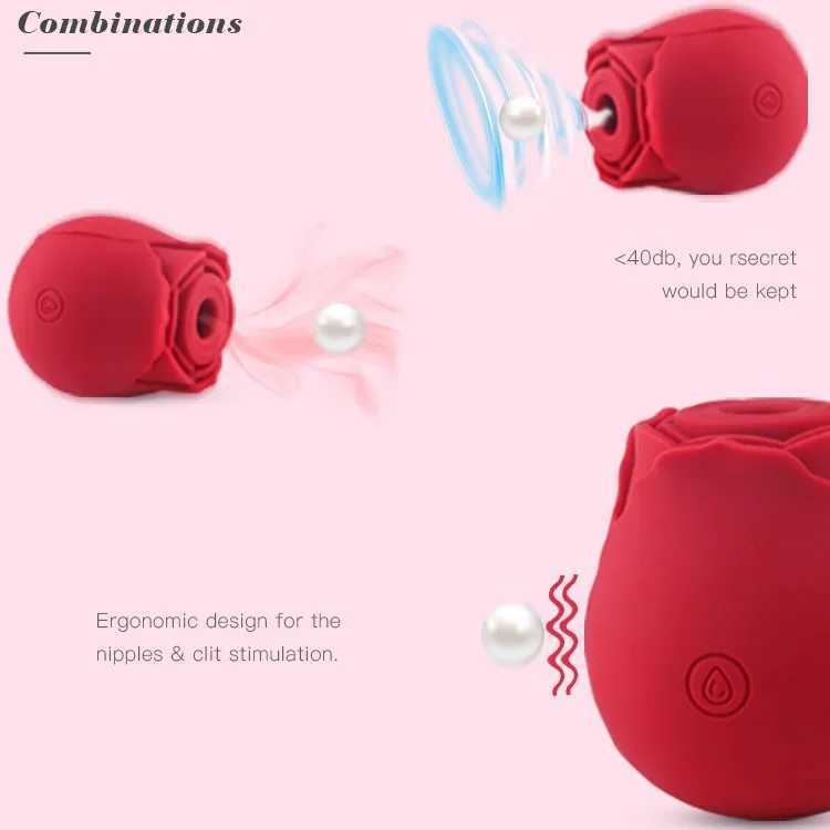Rose Shape Intimate Good Nipple Suction Cup Oral Licking Vaginal Suction Cup Vibration Suction Cup Stimulating Powerful Sex Toy Rose vibrator W250319