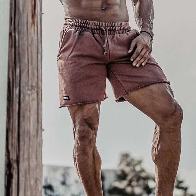 Mens Summer Retro Frayed Shorts Sports Casual Gym Fitness Loose Stretch Short Pants Fashion Outdoor Basketball Shorts 250319