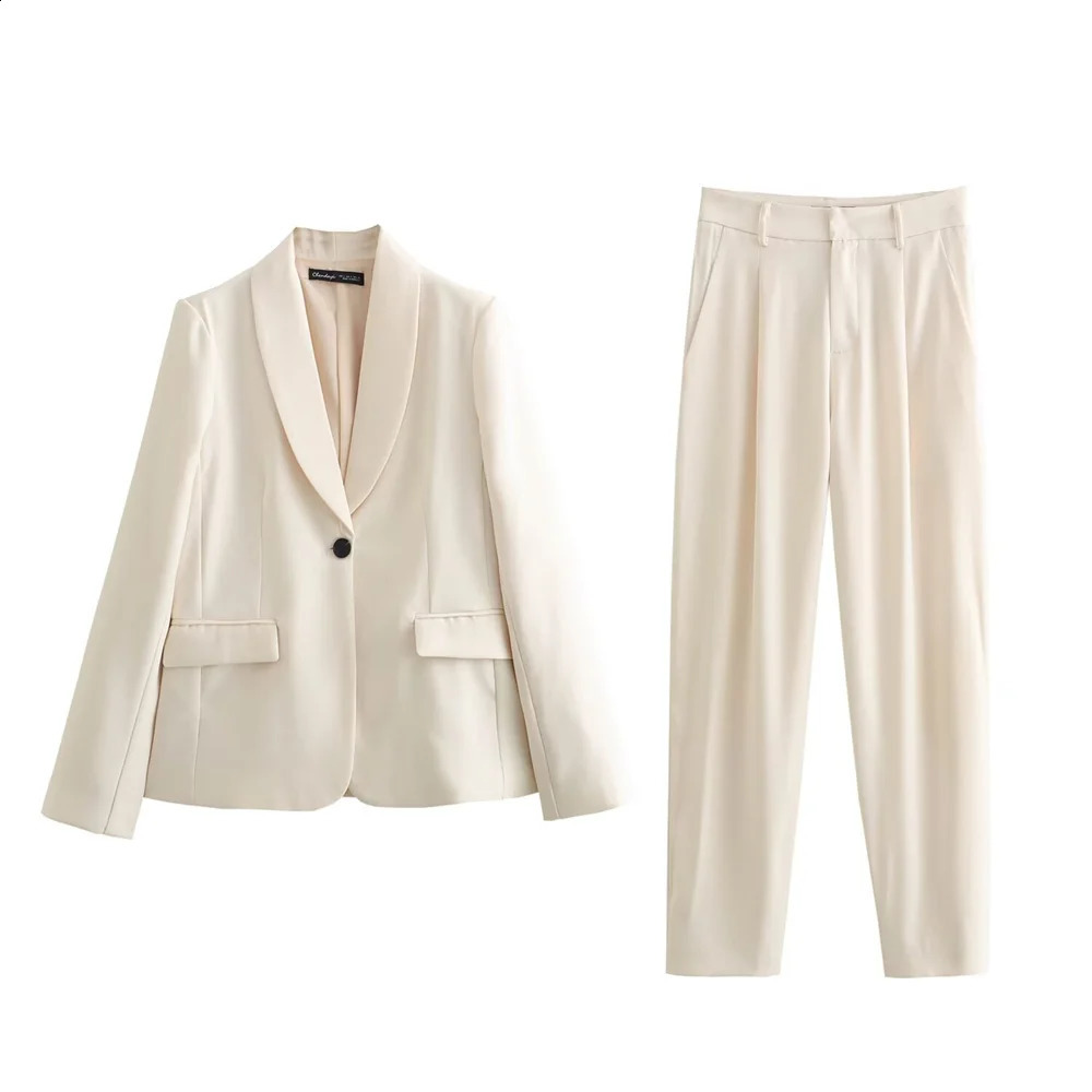 2024 Womens Fashion Dress Collar Slim Fit Suit Coat Pants Set 250319