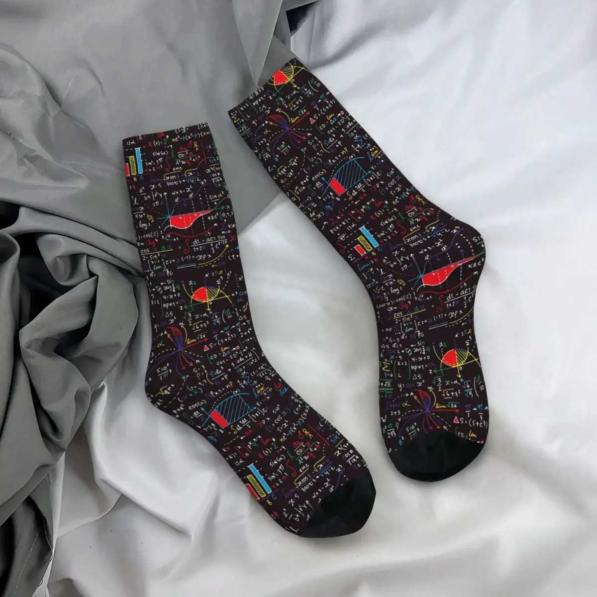Color mathematical formula socks Harajuku sweat absorbing long socks seasonal unisex birthday gift socks accessories X250319