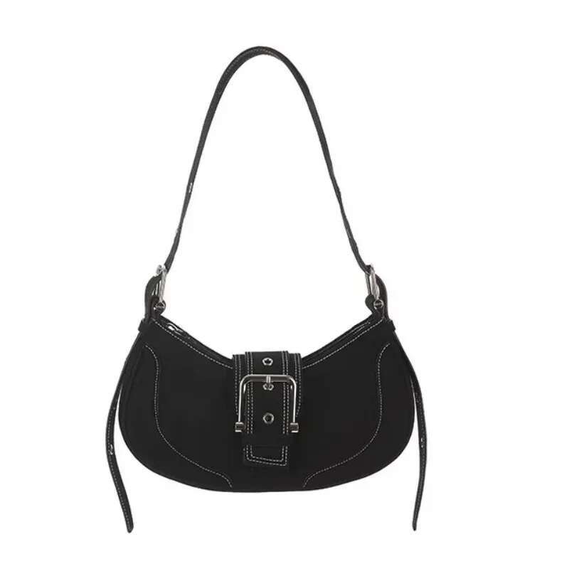 Light Retro Slant Shoulder Ladies New Cowhide Underarm Pure Colour Motorcycle Fashion Hundred Bag