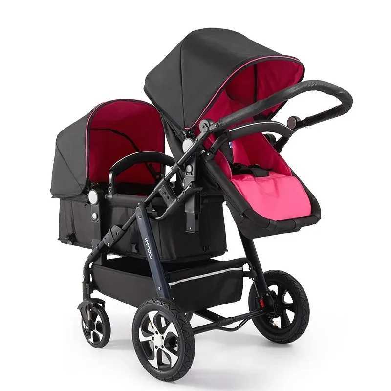 Lightweight double baby stroller folding double baby stroller suitable for two childrens shock-absorbing double baby strollers four-wheel carts Z25031