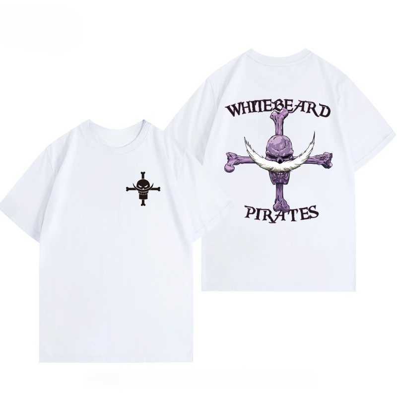 Japanese Anime Integrated White Beard T-shirt Fashionable Trendy Comfortable Loose Casual Cotton Round Neck Short Sleeve T-shirtT250318