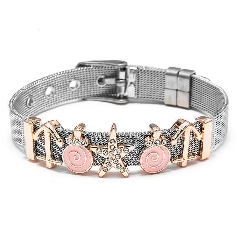 10mm Stainless Steel Mesh Bracelets Original Lollipop Star Beads Charm Keeper Bracelets Bangles For Women Fashion Jewelry Gift
