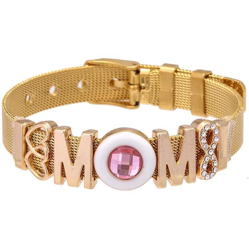 Hot Sale 10mm Infinite Love MOM Beads Stainless Steel Mesh Bracelets DIY Charm Keeper Bracelets For Women Mother Jewelry Gift