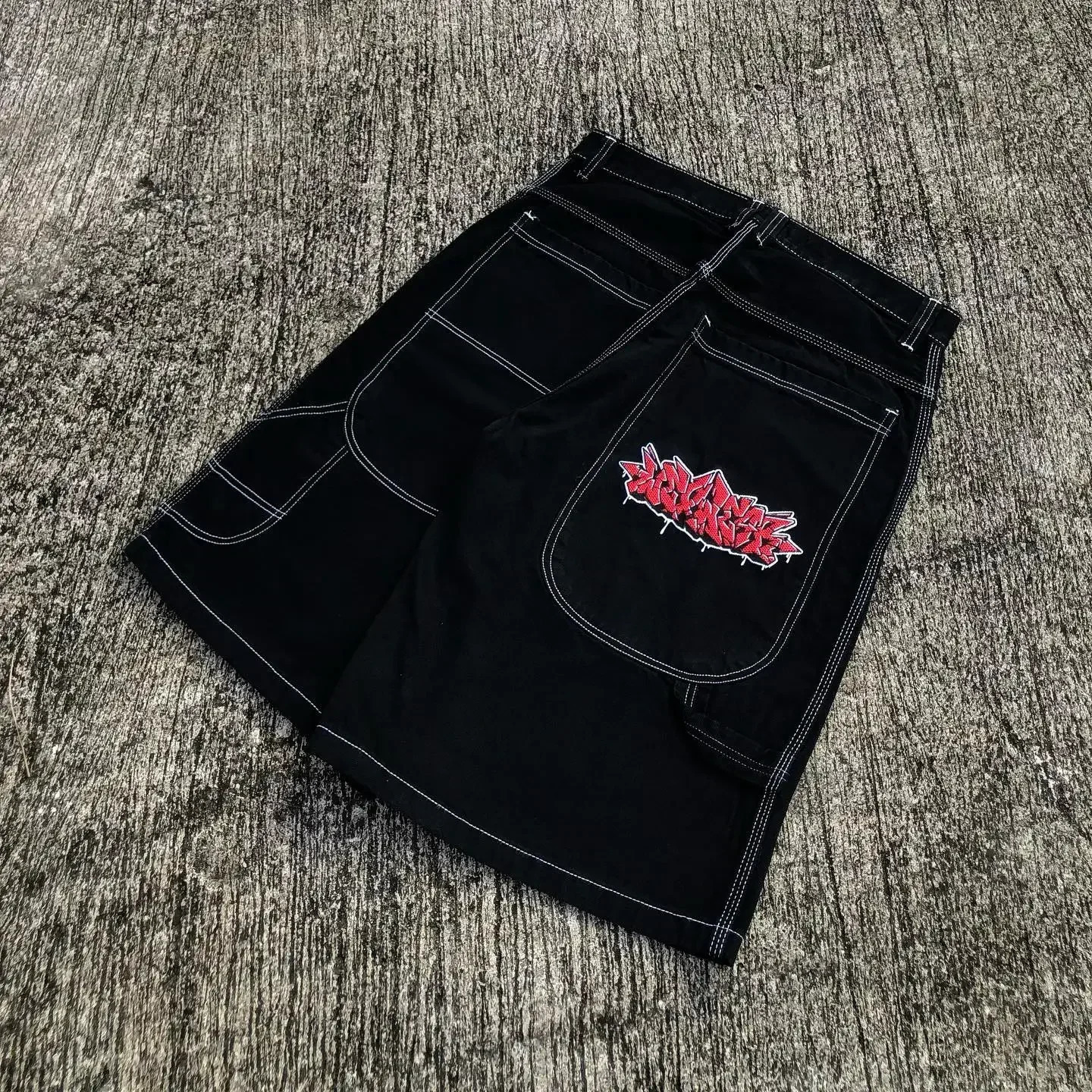 Y2k Wexwear Embroidered Jeans Harajuku Gym Retro Basketball Shorts Pocket Mens Alphabet Graphic Street Skateboarding Denim 250319