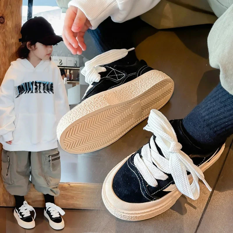 Children Canvas Shoes Spring Autumn 2025 Fashion Striped Soft Boys Sports Shoes Students Lace-up Light Sneakers for Girls 250319
