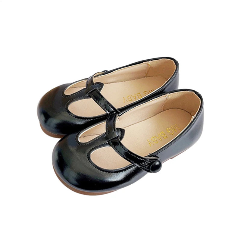Girls Soft Bottom Glossy Flat Small Leather Shoes Childrens British Style Female Baby Princess 250319