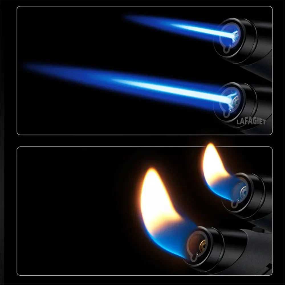 2 In 1 Windproof Turbo Gas Lighters Welding Torch Kitchen Cooking Baking Outdoor BBQ Adjustable Jet Flame Gun Cigar LightersC250318