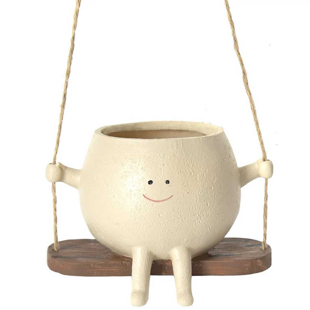 Face Head Planter Resin Swing Flower Container Creative Wall Hanging Head Planter Multifunctional Home Garden Patio Accessories M250319