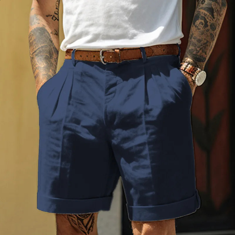 Summer Thin Cotton Linen Shorts for Men Japan Vintage Amekaji Casual Loose Half Pants 24ss Solid Slim Fit Casual Beach Wear 250317