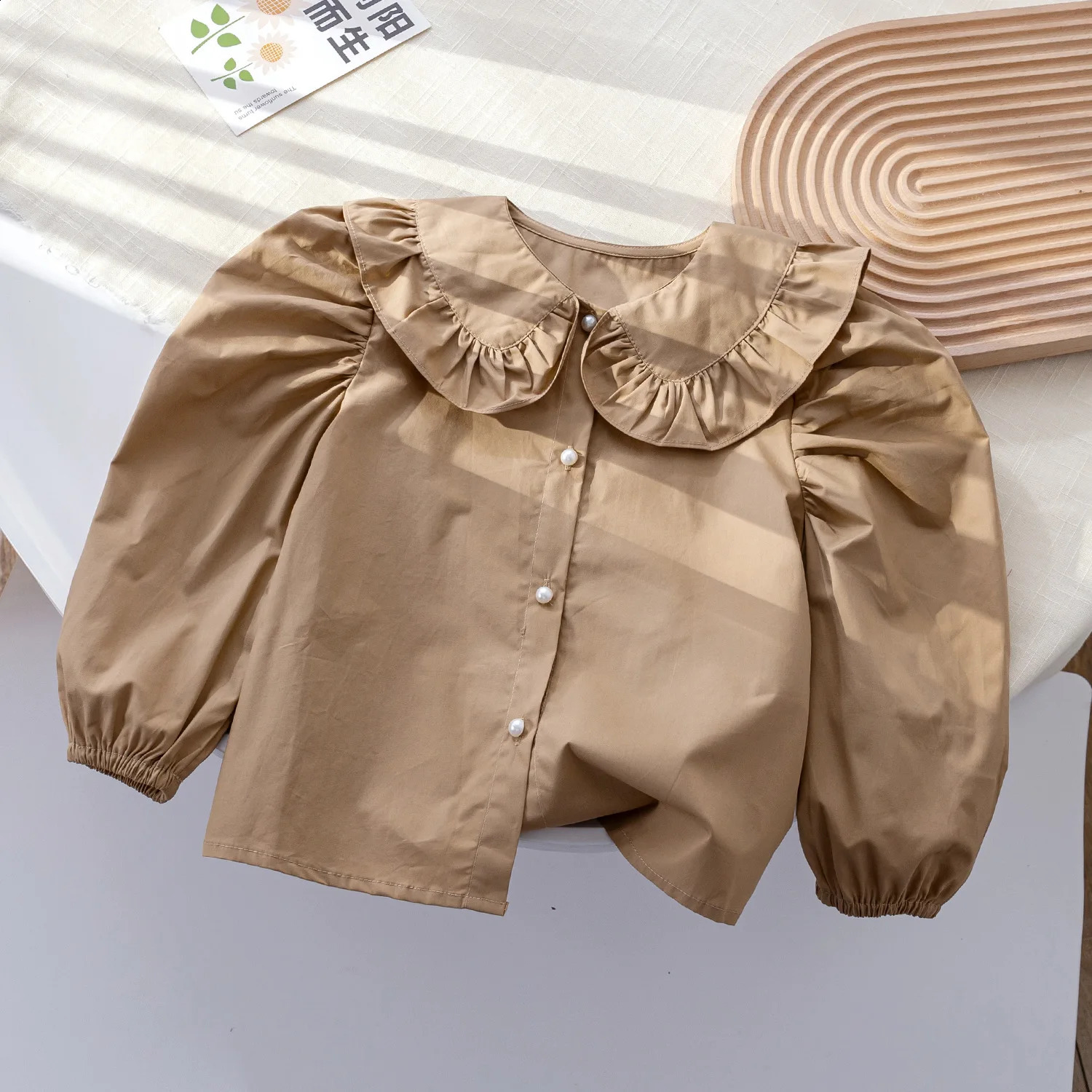 Childrens shirt lace floral embroidery lapel girls baby 250319