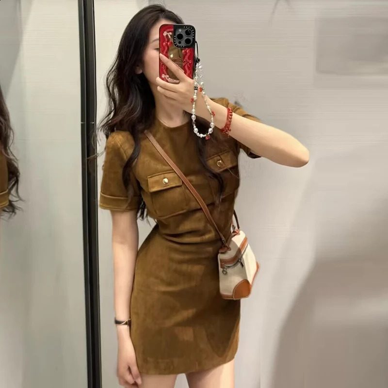 Womens 2025 Dress Summer Chic Elegant Slim Oneck Comfortable Street Holiday Fashion Youth Mini 250319