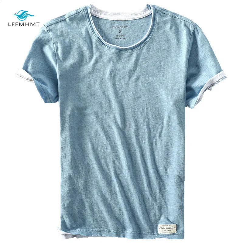 Men Summer Fashion Japan Style Bamboo Cotton Solid Color Short Sleeve T-shirt Male Casual Simple Thin White Tee Tshirts 250319