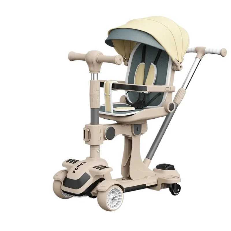 The new baby push rod multi-purpose cover scooter is designed for sitting and lying down. Detachable casing for easy carrying of the stroller Z250319