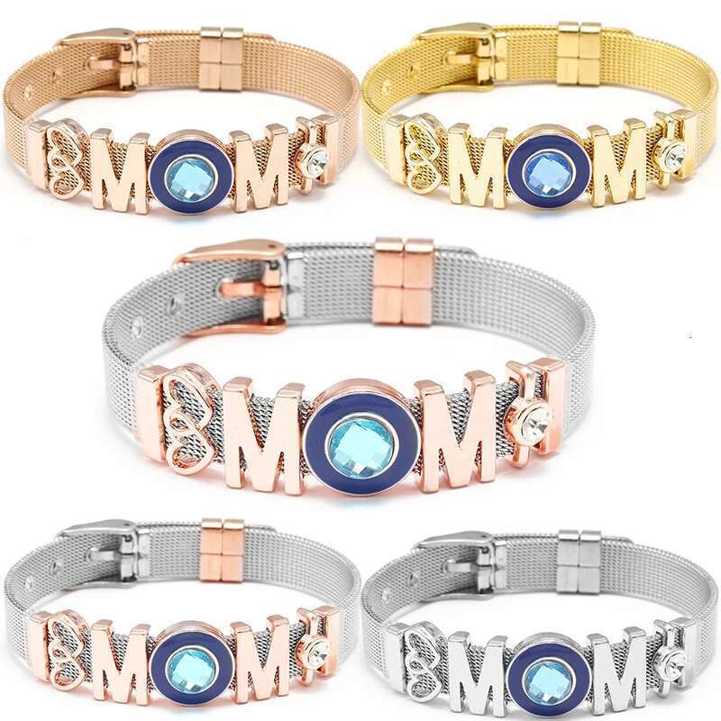 New Trendy Stainless Steel Mesh Bracelets Original DIY Heart To Heart MOM Beads Keeper Bracelets For Women Mother Jewelry Gift